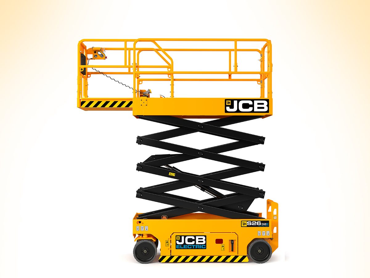 Podnośnik nożycowy JCB S2632E e-drive rozłożony