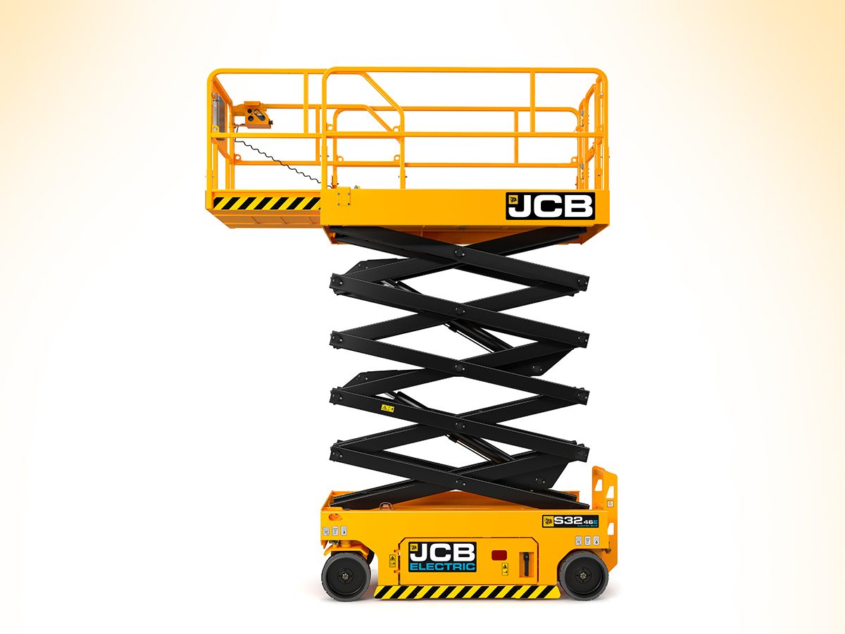 Podnośnik nożycowy JCB S3246E e-drive w rozłożonej pozycji